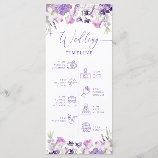 Lilac Wildblumen Hochzeitsprogramm Programm (Vorderseite)