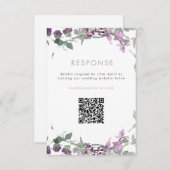 Lilac-Wildblumen Hochzeitsseite QR-Code RSVP Karte (Vorne/Hinten)