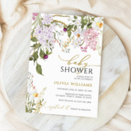 Lilac Wildblumen Kinderdusche Einladung