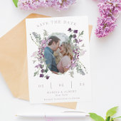 Lilac Wildblumen Oval Frame Wedding Foto Save The Date
