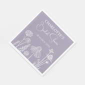 Lilac Wildblumen Sketched Floral Brautparty Serviette (Ecke)