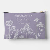 Lilac Wildblumen Sketched Floral Brautparty Zubehörtasche (Rückseite)