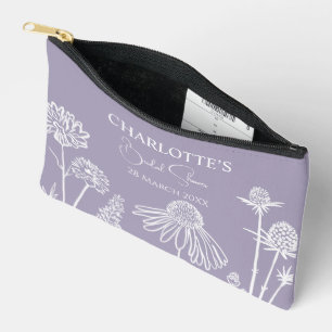 Lilac Wildblumen Sketched Floral Brautparty Zubehörtasche