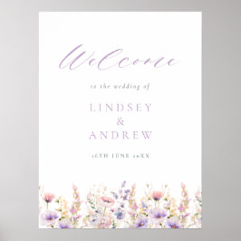 Lilac Wildblumen Wedding Welcome Poster