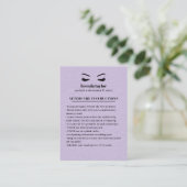 LILAC Wildleder Eyelash Browbar Aftercare Instruct Visitenkarte (Stehend Vorderseite)