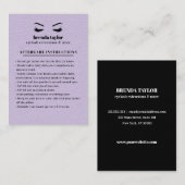 LILAC Wildleder Eyelash Browbar Aftercare Instruct Visitenkarte (Vorne/Hinten)