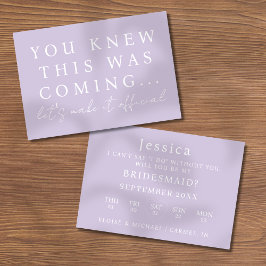 Lilac Will You Be My Bridesmaid Proposal Card Einladung