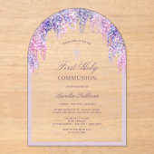 Lilac Wisteria Arch Erste Kommune Acryleinladungen (Vorderseite)