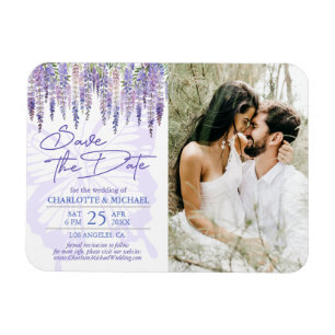 Lilac Wisteria Garden Wedding Foto Save the Date Magnet