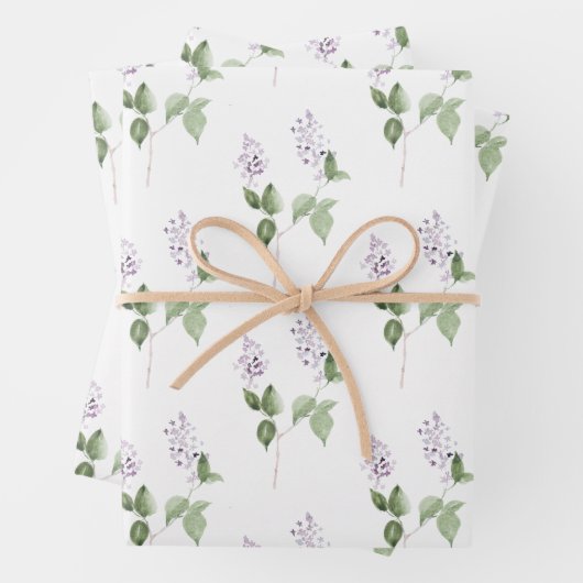 Lilac Wrapping Paper Flat Sheet Set 3 Geschenkpapier Set (Beispiel)