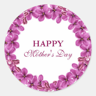 Lilac Wreath Happy Mütter Day Stickers