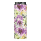 Lilac Yellow Floral Add Name Custom Gift Thermosbecher (Rückseite)