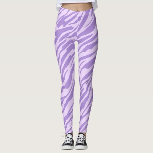 Lilac Zebra Wild Animal Pattern Leggings (Vorderseite)
