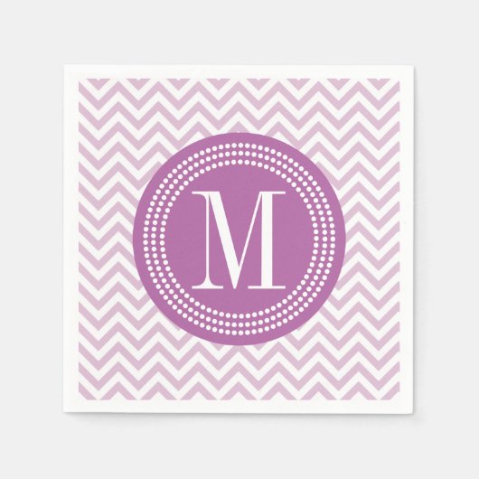 Lilac Zickzack Zigzag Personalisiert Monogram Serviette (Vorderseite)