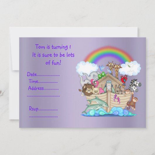 LILAC ZOO Einladung zum 1. Geburtstag (Vorderseite)