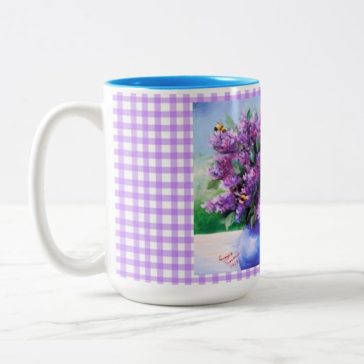 Lilacs and Bees Mugs & Cups Zweifarbige Tasse (Links)