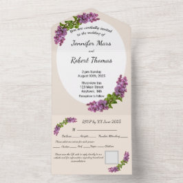 Lilacs and Cream All in One Wedding Invite Einladung