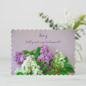 Lilacs auf blassrosa Hintergrund Einladung (Stehend Vorderseite)