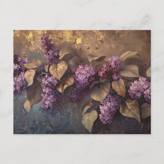 Lilacs auf Gold-Hintergrund-Ölgemälde Postkarte