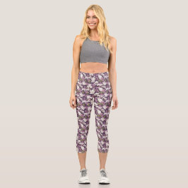 Lilacs auf Lila Capri Leggings