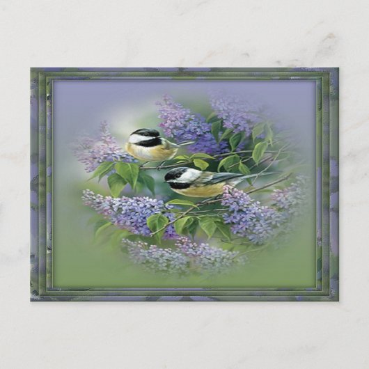 Lilacs & Birds Postkarte (Vorderseite)
