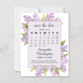 Lilacs & Calendar Lavender Wedding Speichern Sie d Magneteinladung (Vorderseite)