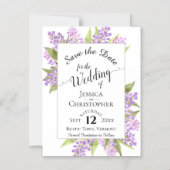 Lilacs & Calligraphy White Wedding Speichern Sie d Magneteinladung (Vorderseite)