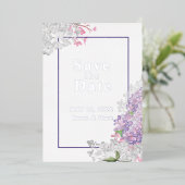 Lilacs Floral Save the Date Folieneinladung (Stehend vorne)