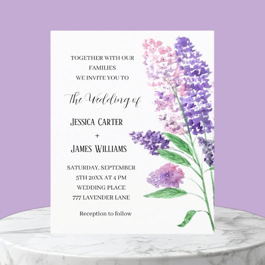 Lilacs Floral Watercolor Rustikale Hochzeit