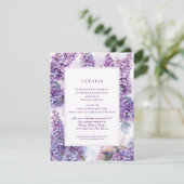 Lilacs Frame Spring Summer Wedding Details Begleitkarte (Stehend Vorderseite)