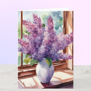 Lilacs für Muttertag Personalisierte Wasserfarbe Karte