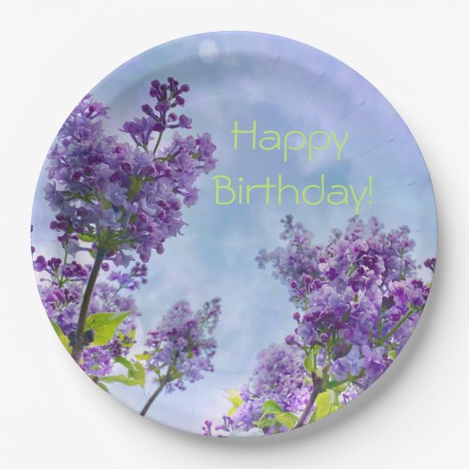 Lilacs Happy Geburtstag Pappteller (Vorderseite)