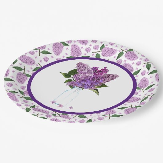 Lilacs in der Frühjahrspapierplatte Pappteller (Schrägansicht)