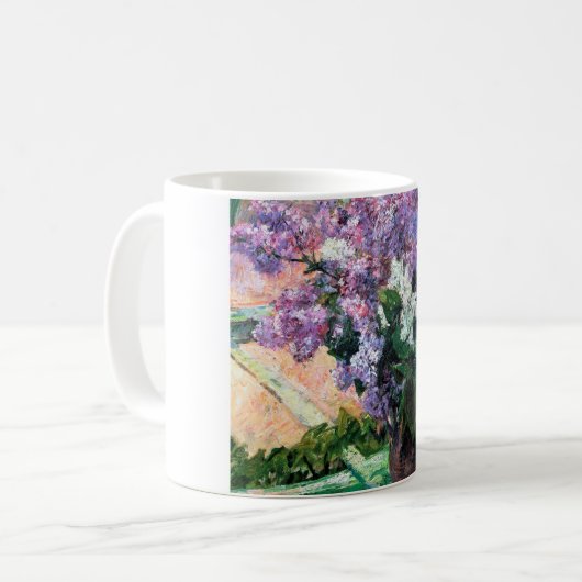 Lilacs in einem Fenster, Mary Cassatt Kaffeetasse (Vorderseite Links)