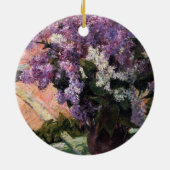 Lilacs in einem Fenster | Mary Cassatt Keramik Ornament (Hinten)