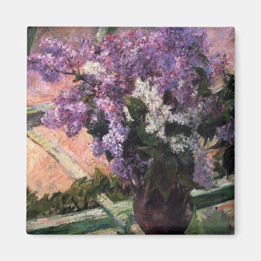 Lilacs in einem Fenster | Mary Cassatt Magnet (Vorne)