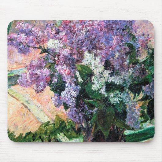 Lilacs in einem Fenster, Mary Cassatt Mousepad (Vorne)