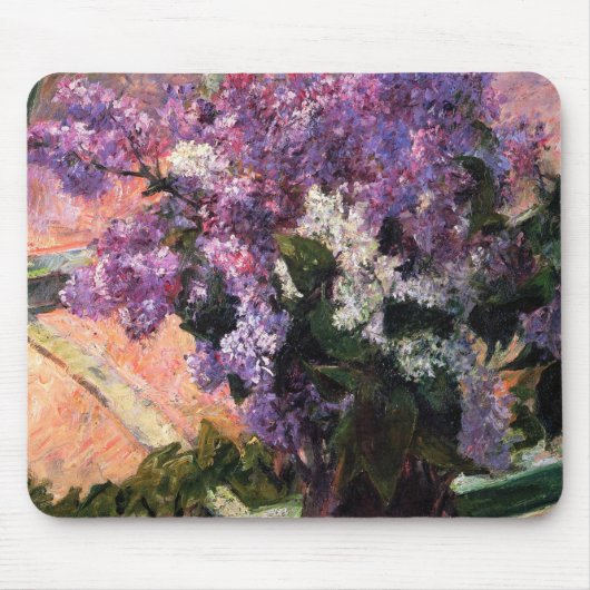 Lilacs in einem Fenster von Mary Cassatt Mousepad (Vorne)