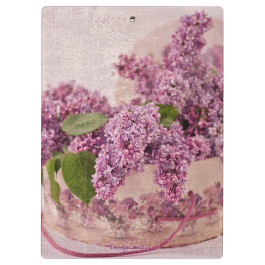 Lilacs in einem Viktorianischen Hutkasten Klemmbrett (Rückseite)