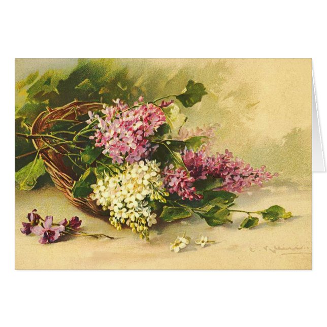 Lilacs in einer Korbkarte (Vorderseite (Horizontal))