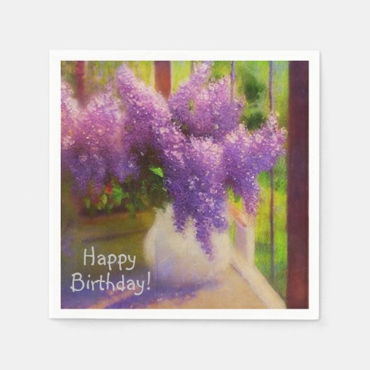 Lilacs in einer Vase zum Geburtstag Serviette (Vorderseite)