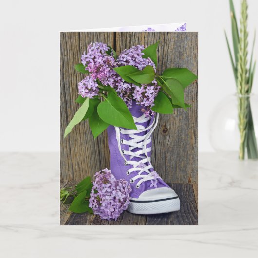 Lilacs in Lila Sneaker Friendship Card Karte (Vorderseite)