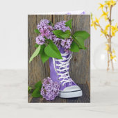 Lilacs in Lila Sneaker Friendship Card Karte (Gelbe Blume)
