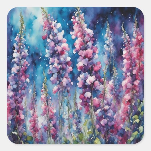 Lilacs - Kunstsammlung der Blumenserie Quadratischer Aufkleber (Vorderseite)