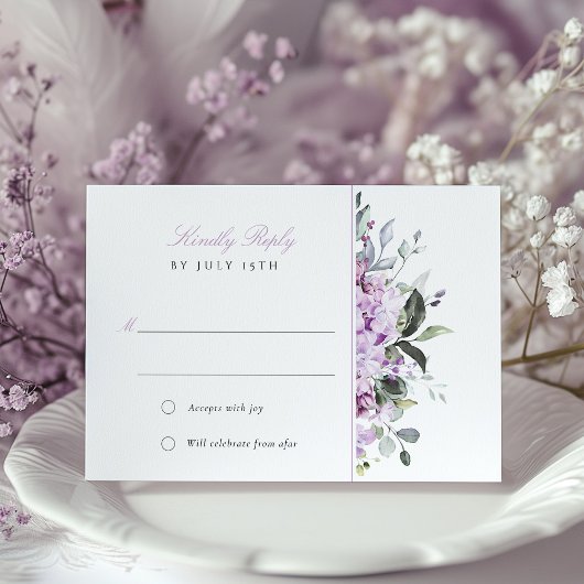 Lilacs Lavender Bliss Wedding RSVP Card Einladung