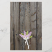 Lilacs & Lights on Wood BUDGET Hochzeit Einladung (Rückseite)