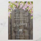 Lilacs & Lights on Wood BUDGET Hochzeit Einladung (Vorderseite)