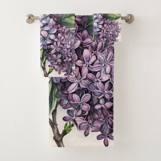 Lilacs Lila Lilac Bush Illustration Badhandtuch Set (Insitu)