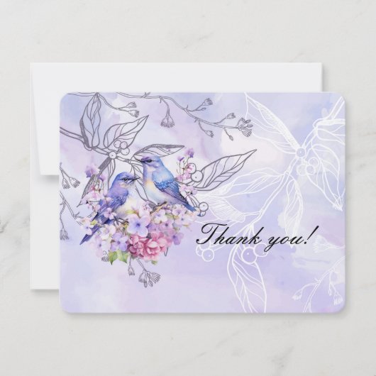 Lilacs und Bluebirds Dankeskarte (Vorderseite)