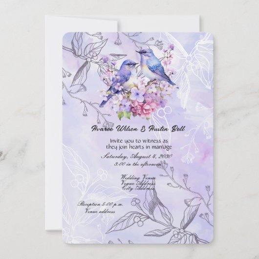 Lilacs und Bluebirds Einladung (Vorderseite)